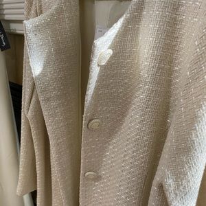 White Maggie Barnes pantsuit, selling jacket and pants